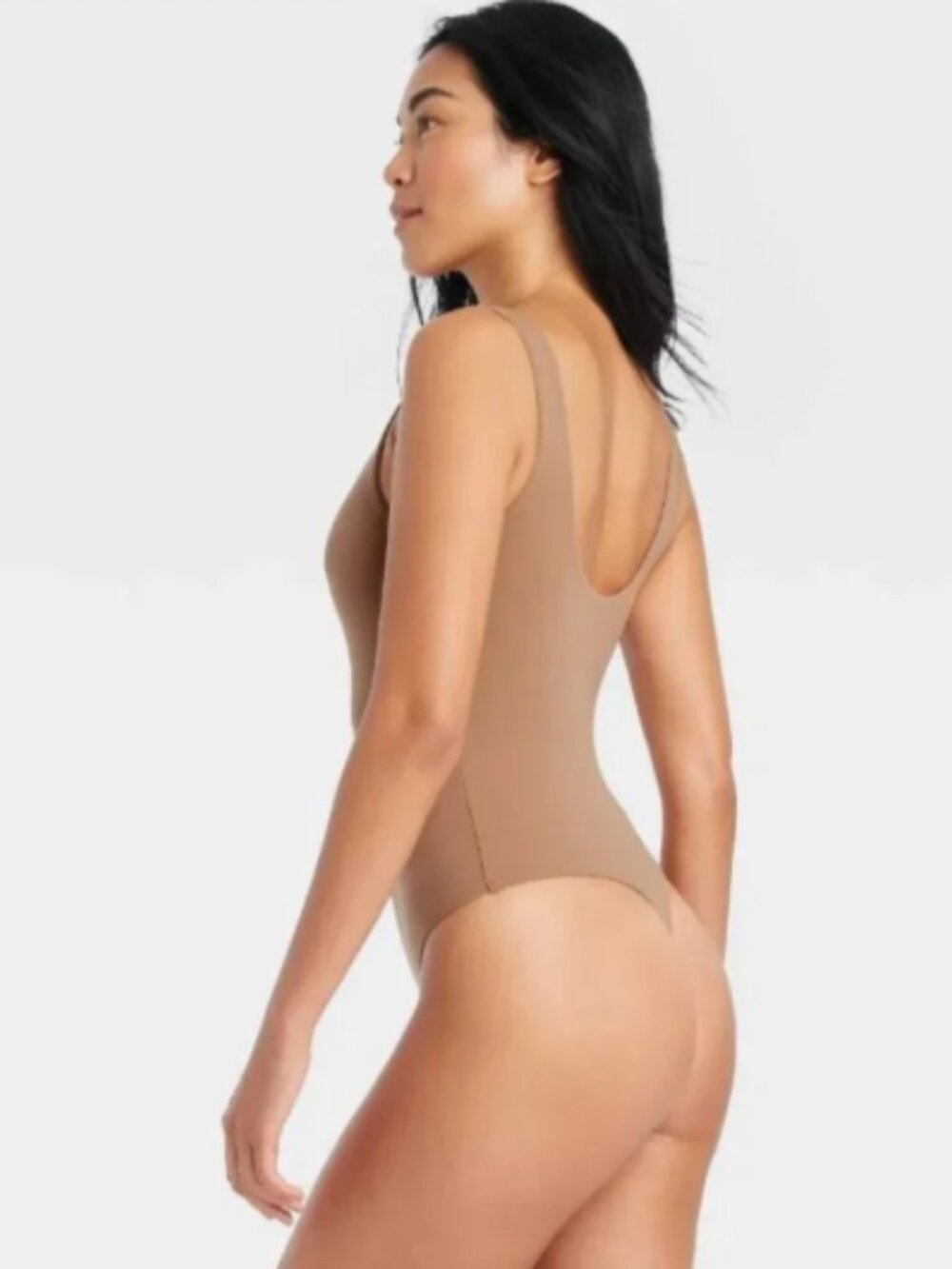 Auden Women’s 4 Way Stretch Tan Tank Bodysuit - Picture 2 of 5